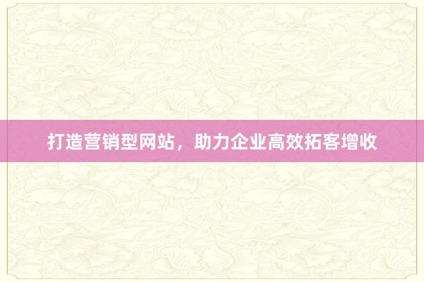 打造营销型网站，助力企业高效拓客增收