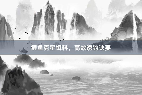 鲤鱼克星饵料，高效诱钓诀要